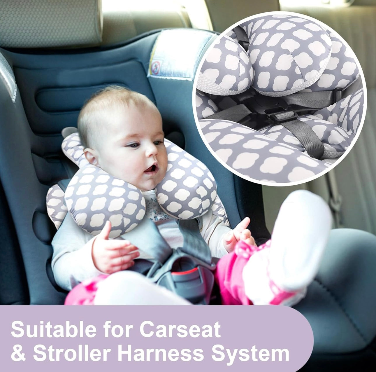 YippeeTots™ All-Season Baby Stroller Cushion with Neck and Body Support – Soft & Breathable Infant Sleeping Pad