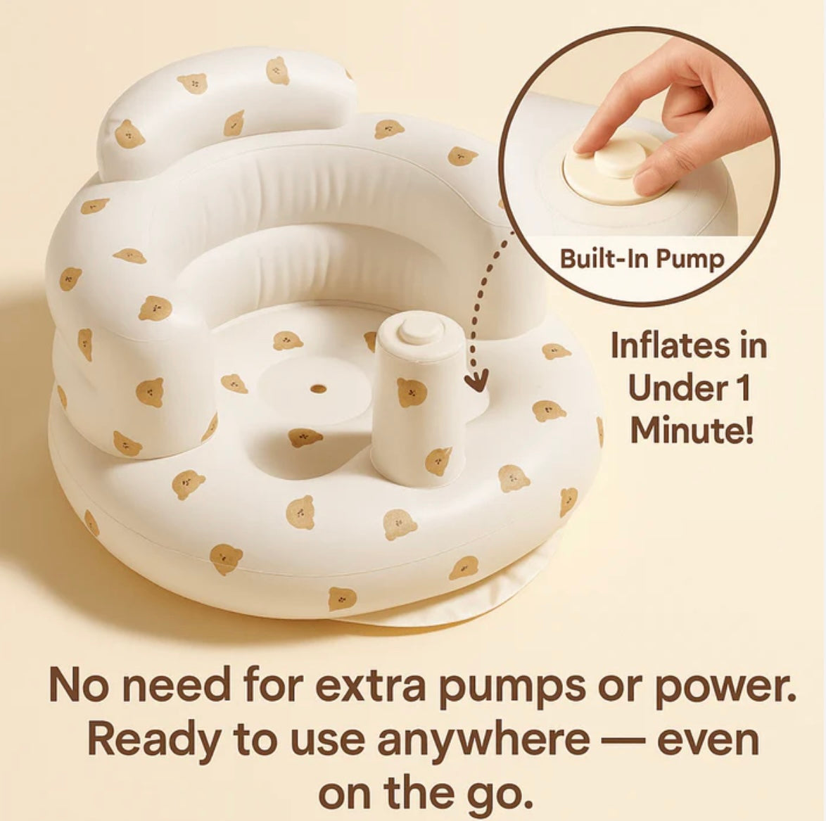 YippeeTots™ Inflatable Baby Chair | Built-In Pump