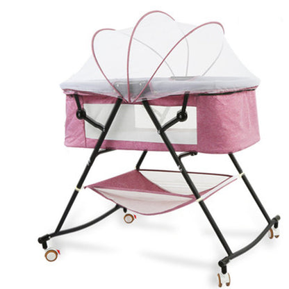 Portable Baby Crib Shaker Bed – Multifunctional, Foldable European Style Newborn Cradle for Comfort