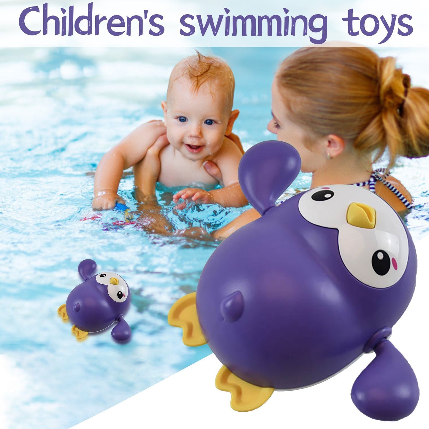 Cute Wind-Up Penguin Baby Bath Toy – Floating Swimming Pool Toy Set