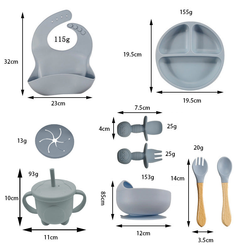 Baby Silicone Training Tableware Set for Self-Feeding & Weaning