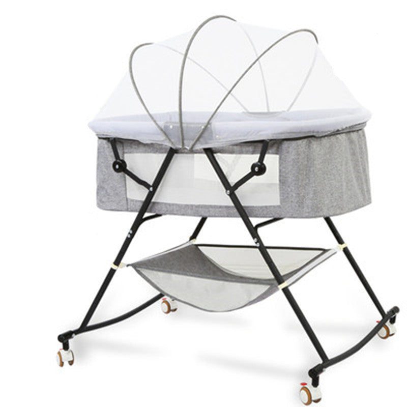 Portable Baby Crib Shaker Bed – Multifunctional, Foldable European Style Newborn Cradle for Comfort