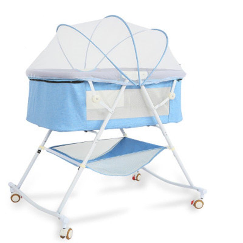 Portable Baby Crib Shaker Bed – Multifunctional, Foldable European Style Newborn Cradle for Comfort