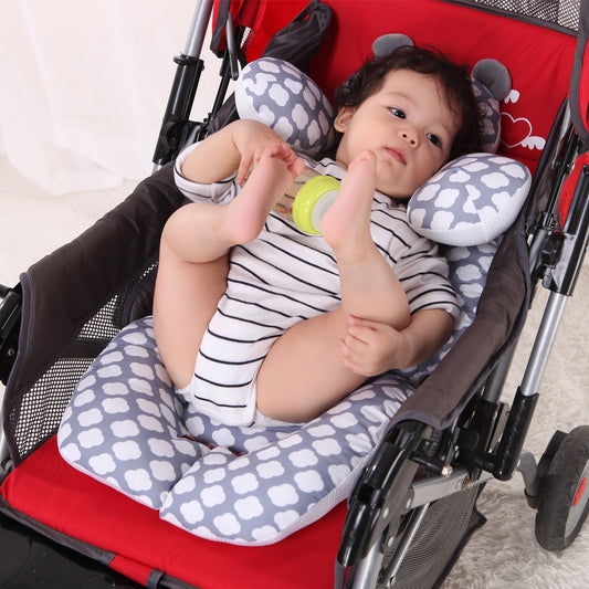 YippeeTots™ All-Season Baby Stroller Cushion with Neck and Body Support – Soft & Breathable Infant Sleeping Pad