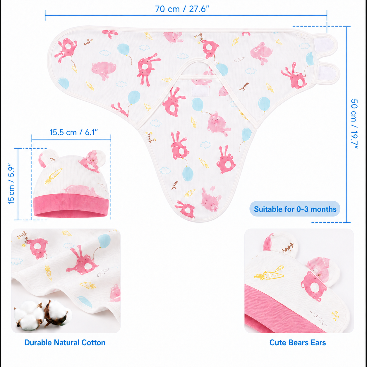 YippeeTots SecureWing™ Adjustable Baby Swaddle