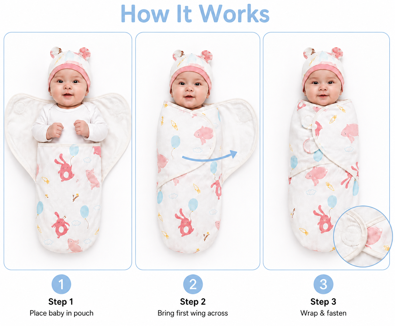 YippeeTots SecureWing™ Adjustable Baby Swaddle