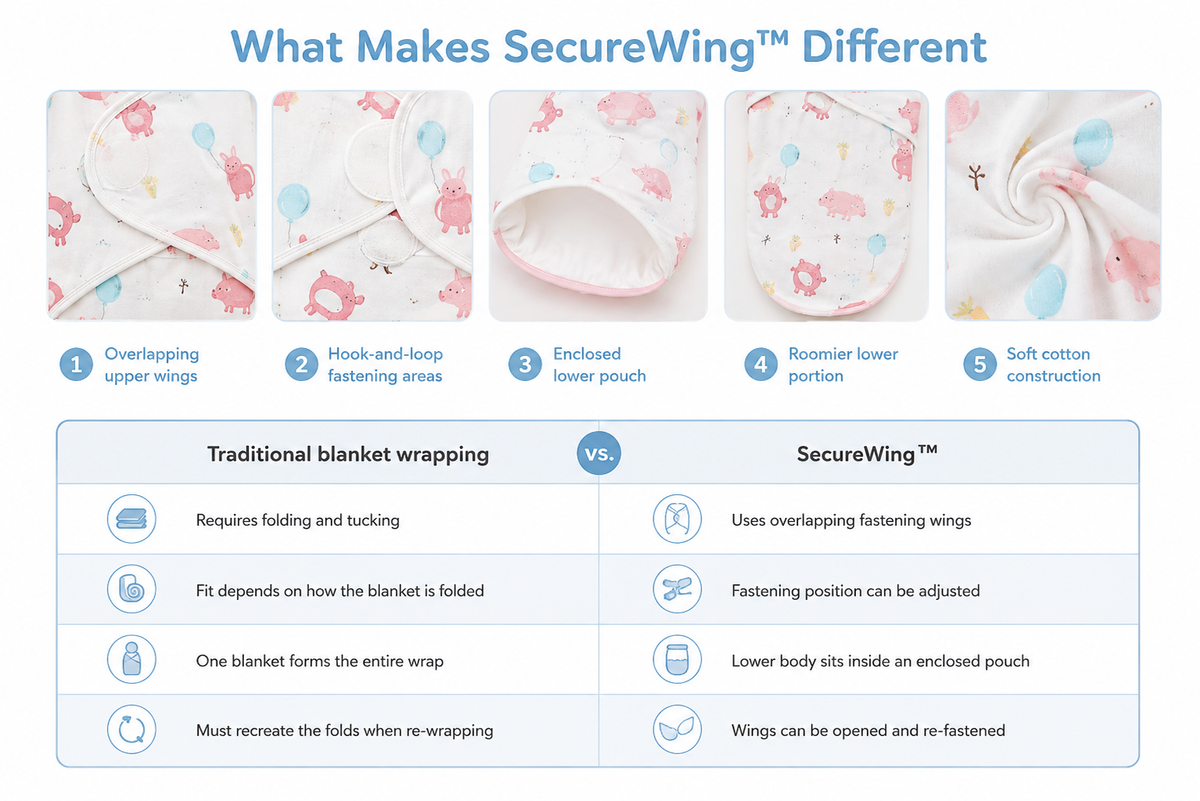 YippeeTots SecureWing™ Adjustable Baby Swaddle
