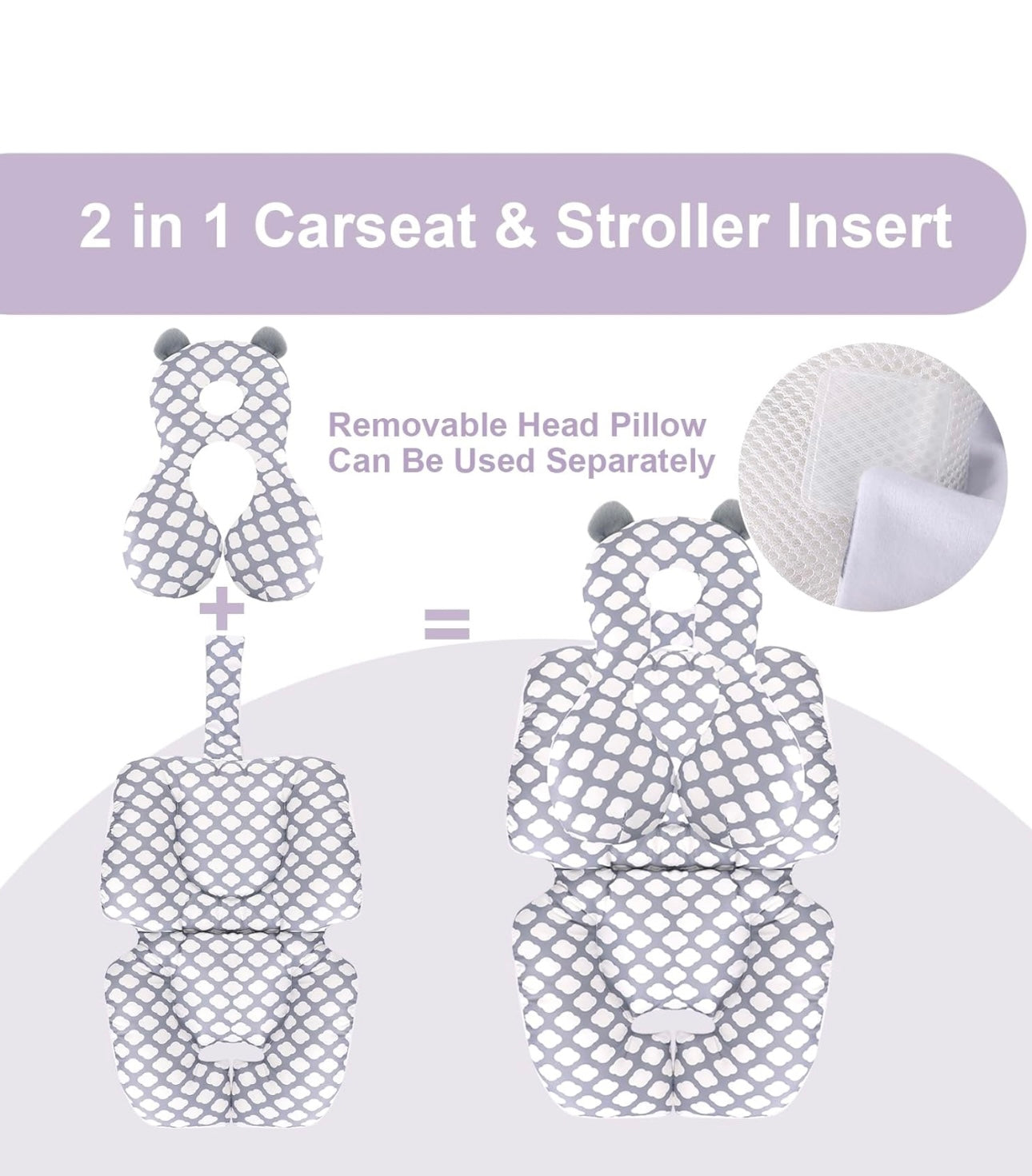 YippeeTots™ All-Season Baby Stroller Cushion with Neck and Body Support – Soft & Breathable Infant Sleeping Pad
