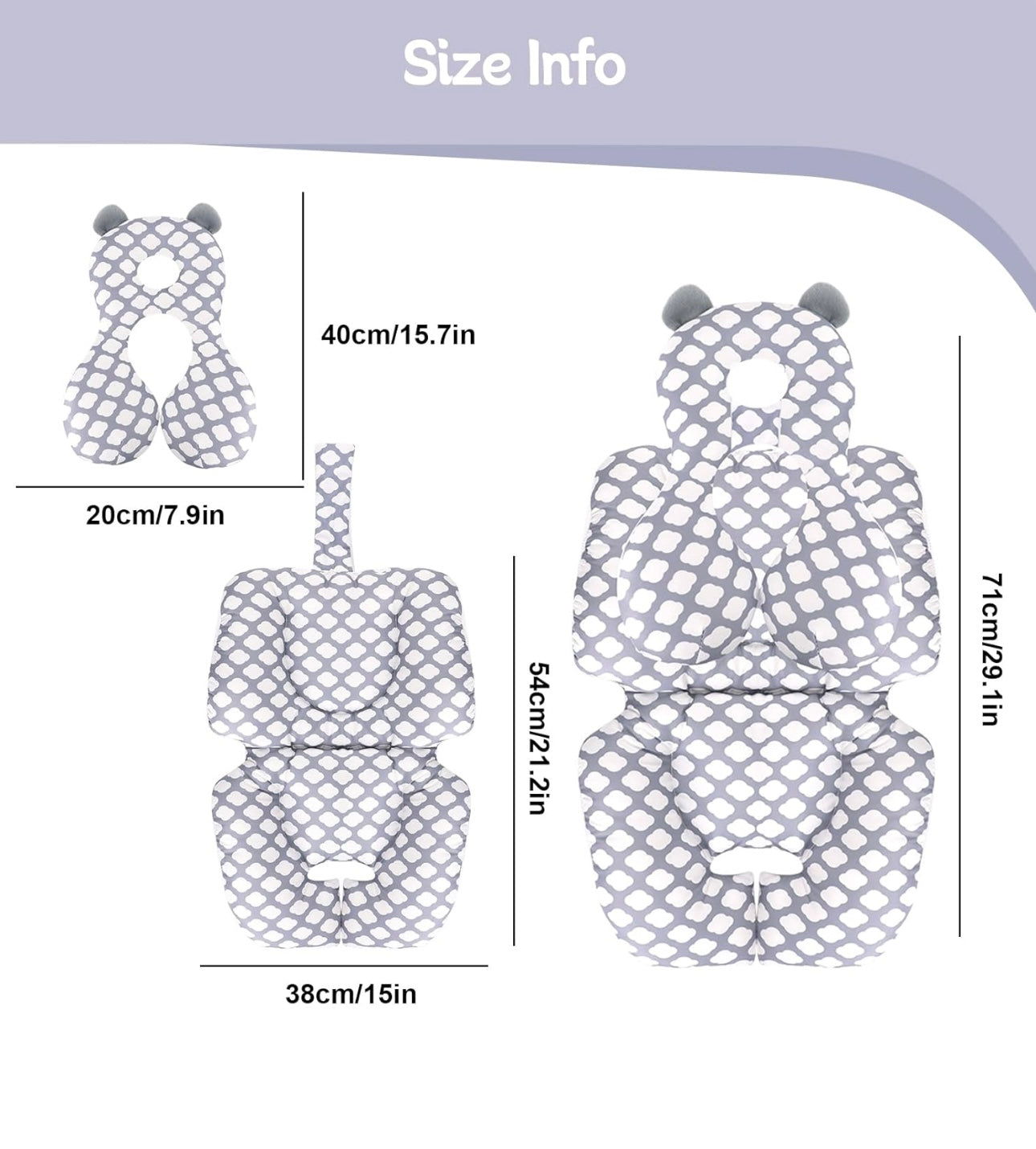 YippeeTots™ All-Season Baby Stroller Cushion with Neck and Body Support – Soft & Breathable Infant Sleeping Pad